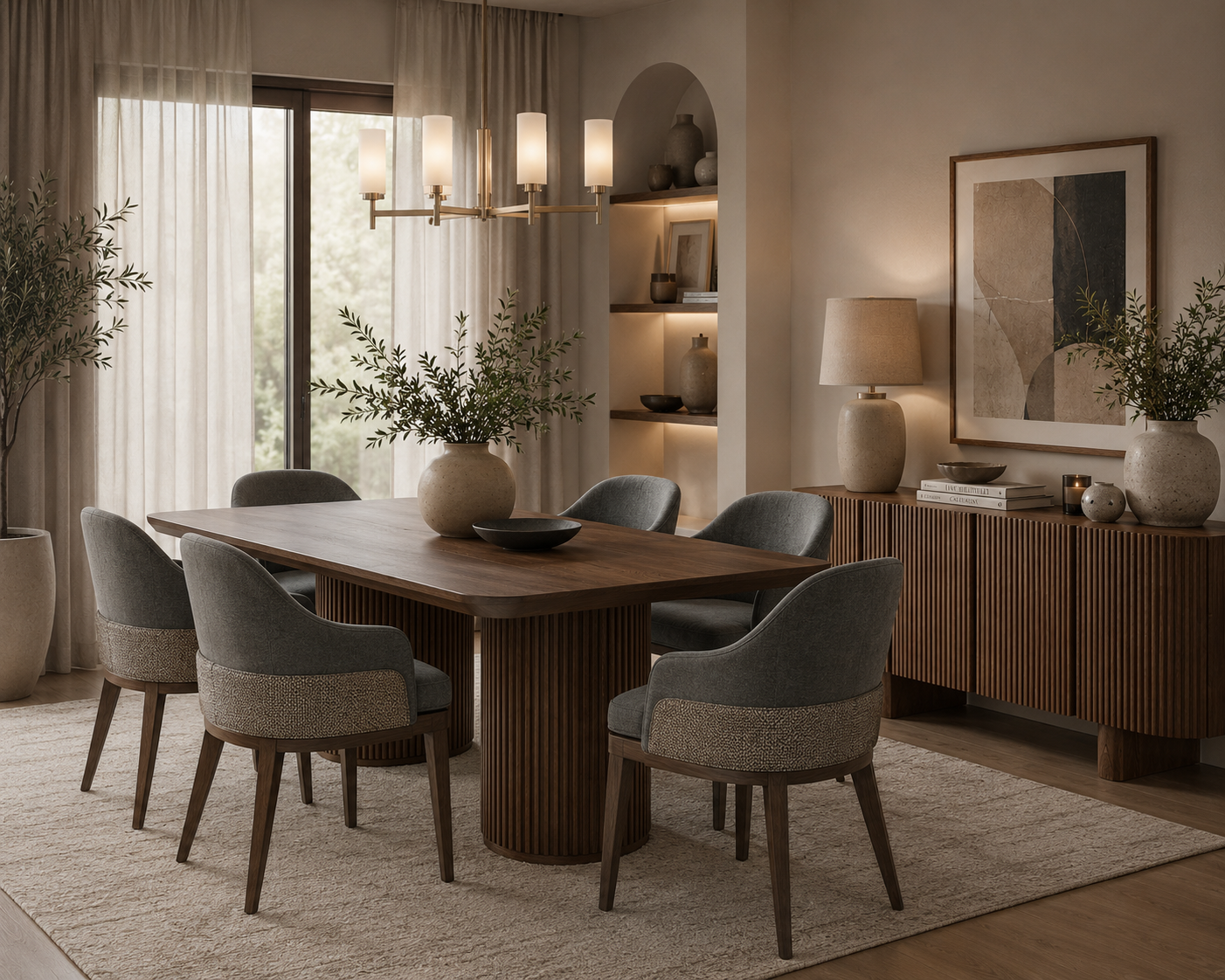 Valenza Fluted Walnut Sideboard