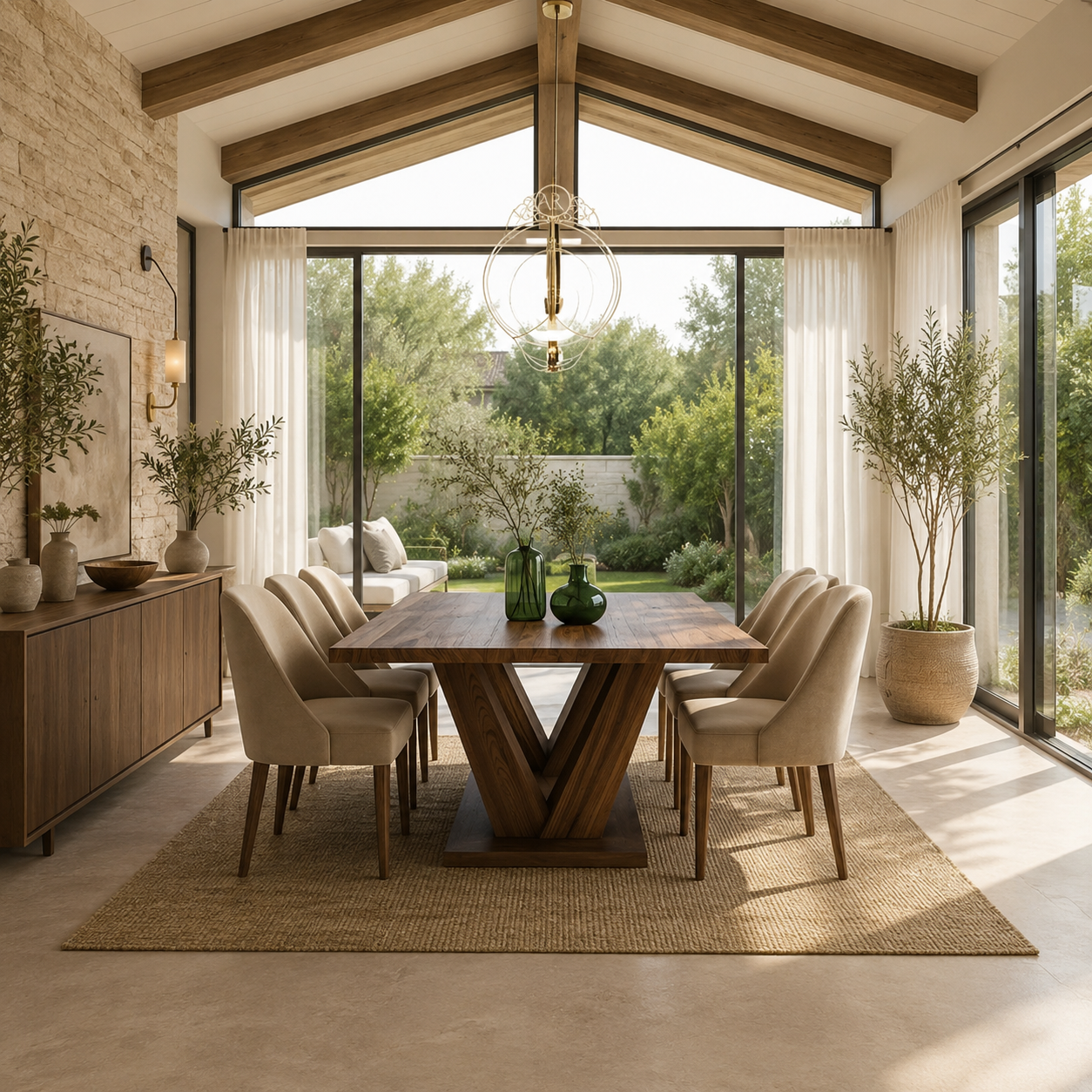 Horizon Walnut Dining Set 8 chairs