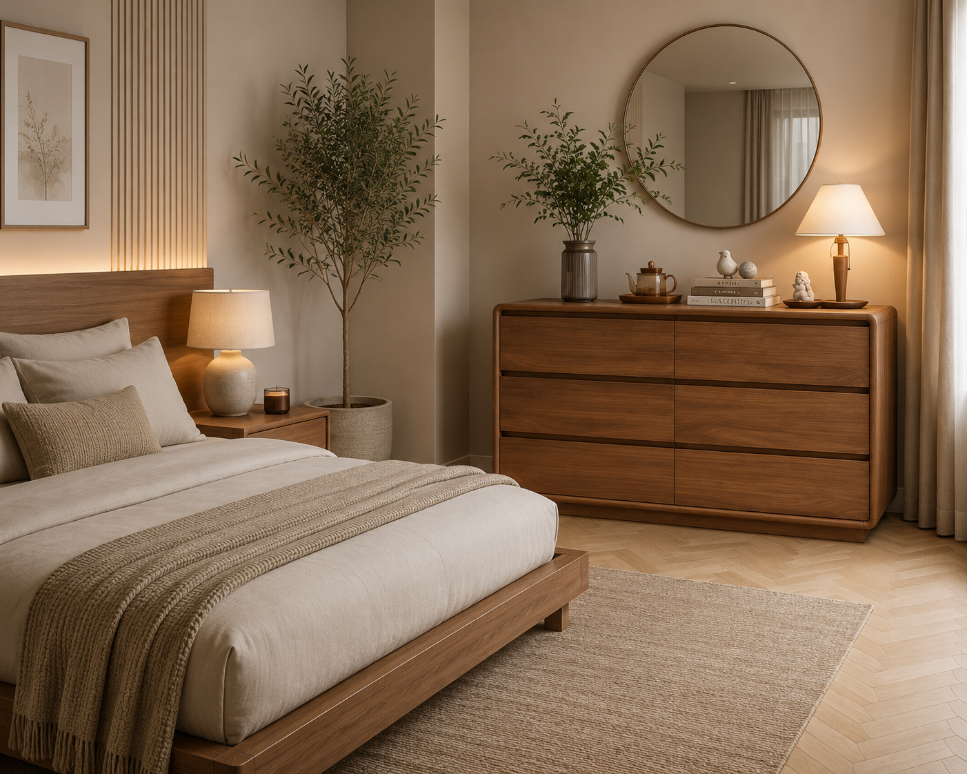 Milano Walnut 6-Drawer Dresser