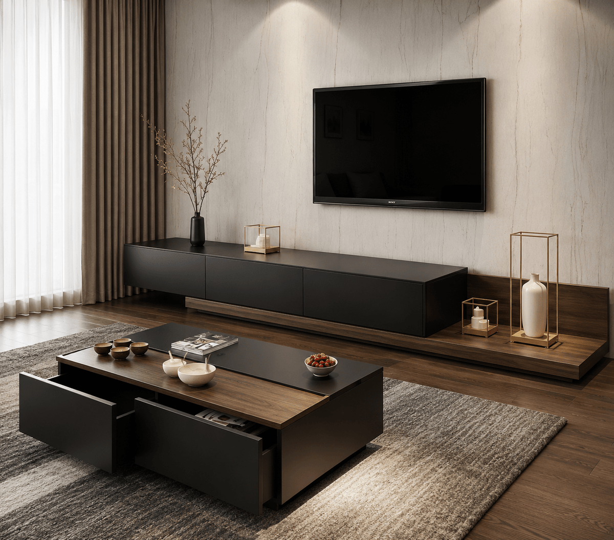 Cloudi Set of TV Unit and Coffee Table - Homzy