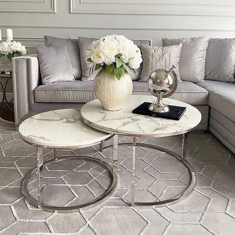 Marble Nesting Table Silver - Homzy