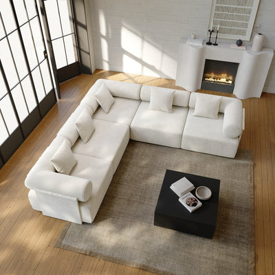110" 5-Piece Moduler white velvet L-Shaped sectional sofa - Homzy