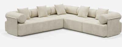 110" 5-Piece Moduler white velvet L-Shaped sectional sofa - Homzy