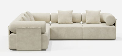 110" 5-Piece Moduler white velvet L-Shaped sectional sofa - Homzy