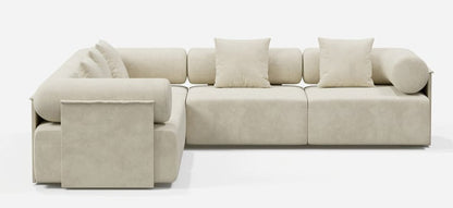 110" 5-Piece Moduler white velvet L-Shaped sectional sofa