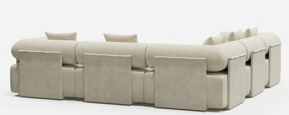 110" 5-Piece Moduler white velvet L-Shaped sectional sofa