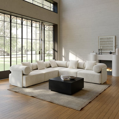 110" 5-Piece Moduler white velvet L-Shaped sectional sofa - Homzy