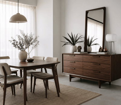 Mid-Century Walnut 6-Drawer Unit (Without Mirror) - Homzy