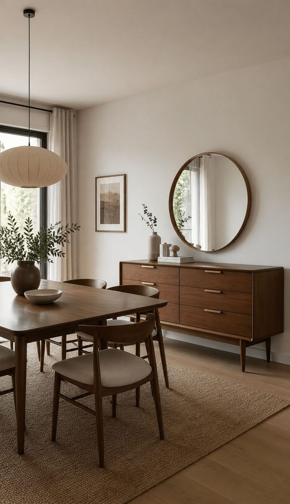 Scandinavian Mid-Century Walnut 6-Drawer Buffet (Without Mirror) - Homzy